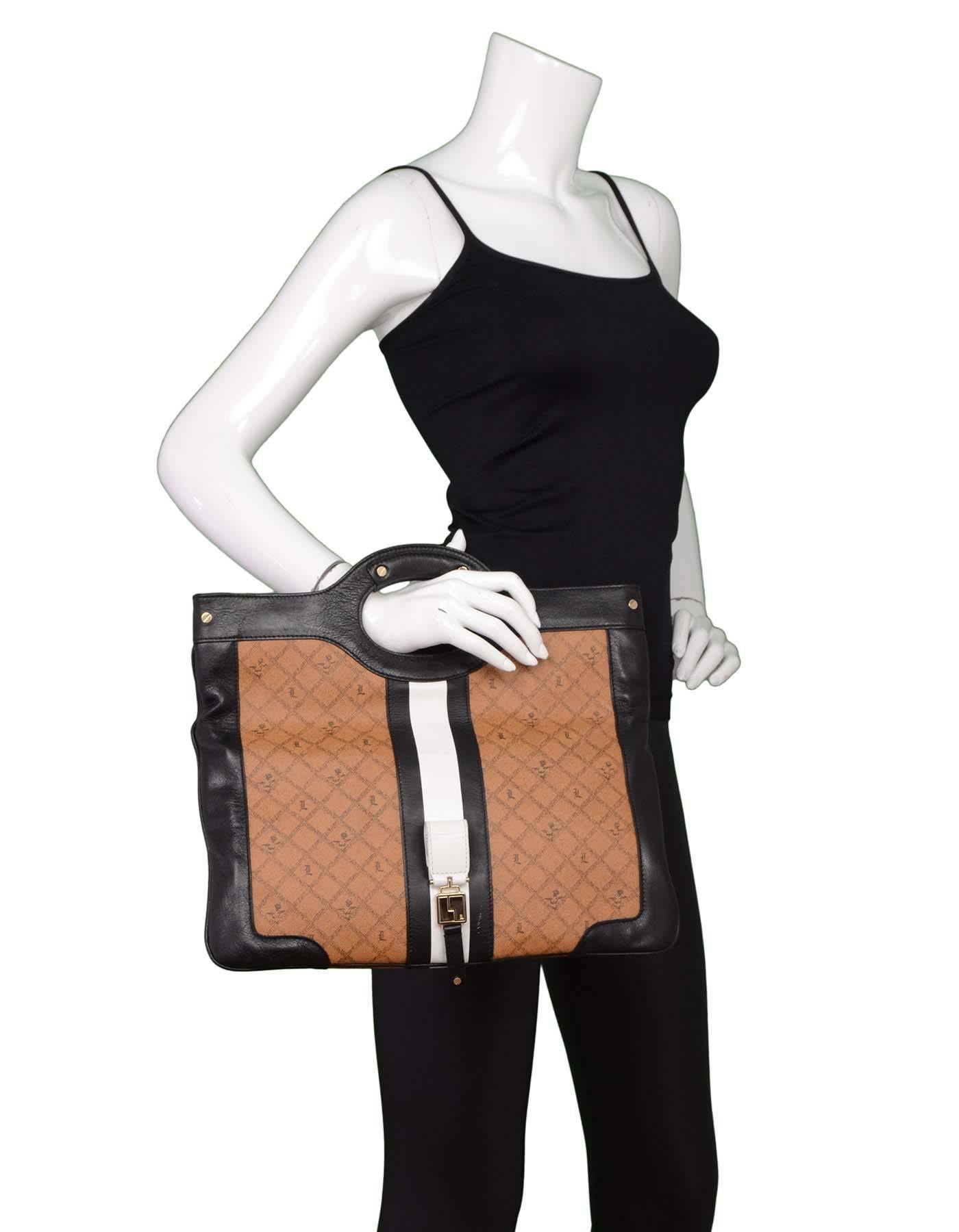 LAMB Black & Tan Monogram Clutch GHW 5