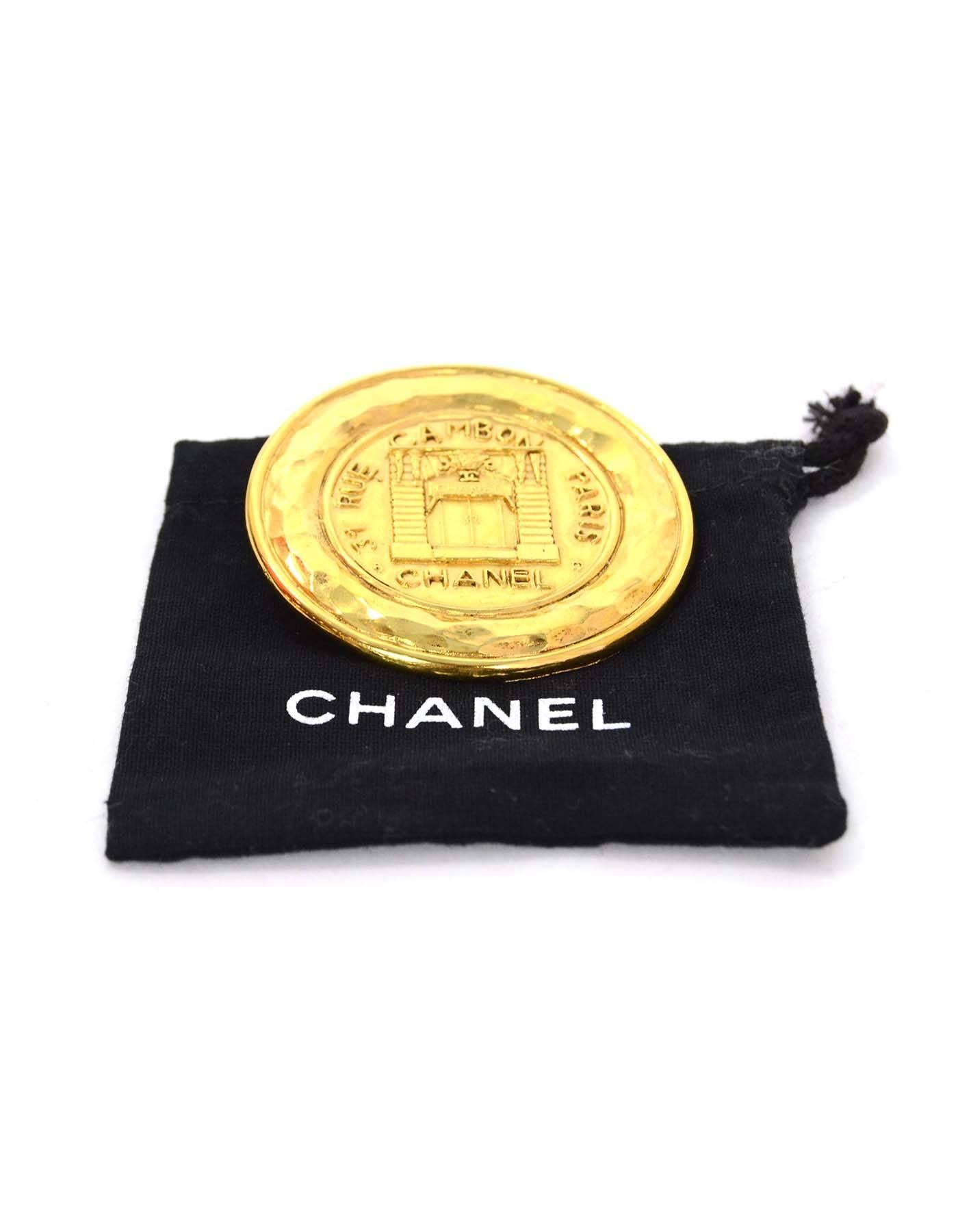 Chanel Vintage '90s Gold Coin Brooch In Excellent Condition In New York, NY