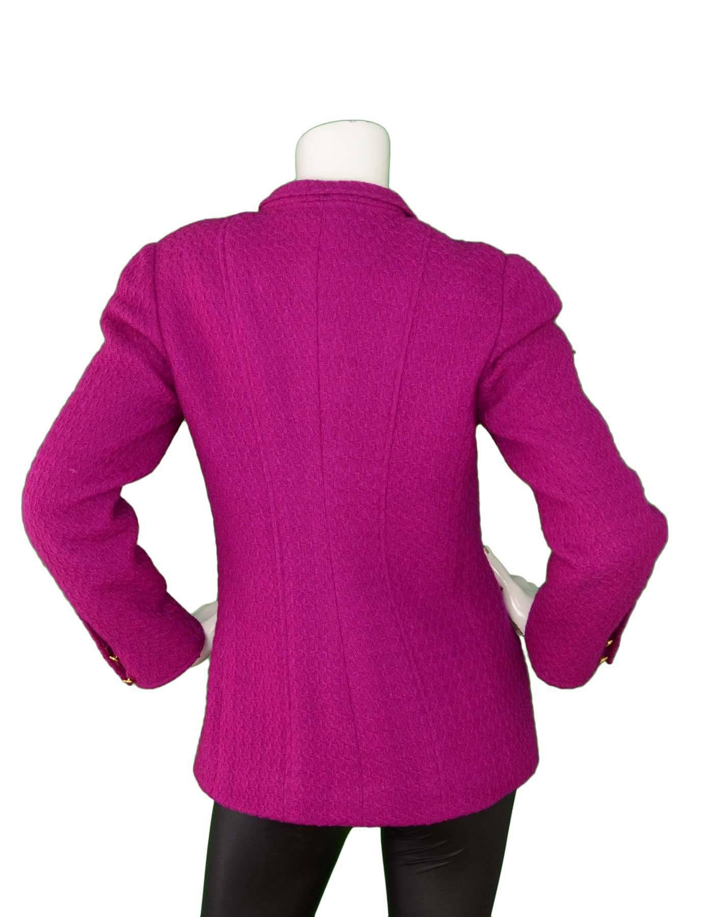 Purple Chanel Fuchsia Wool Jacket sz 42 