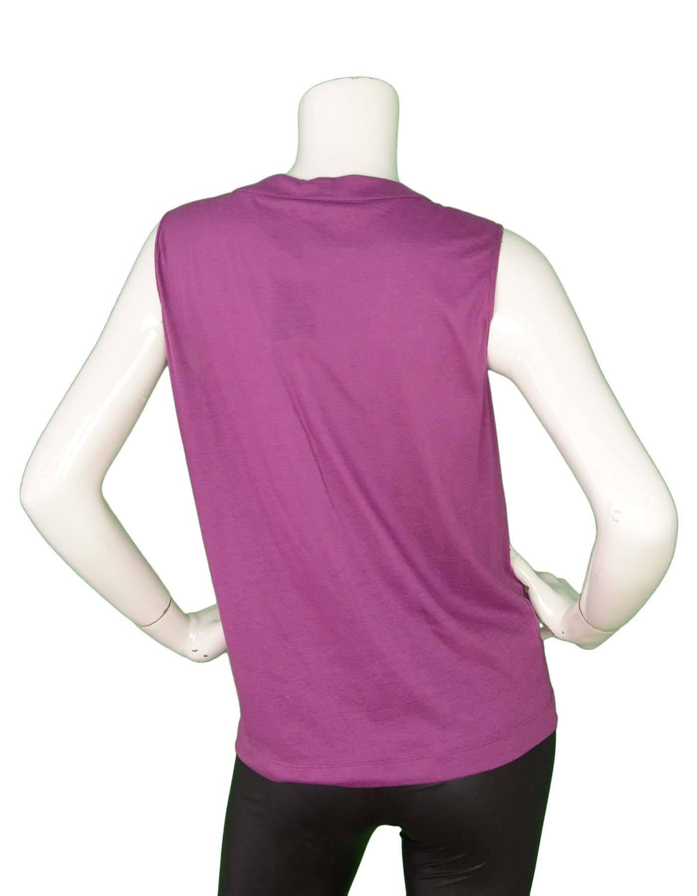 Chanel Purple Cotton Sleeveless Top sz 44 In New Condition In New York, NY