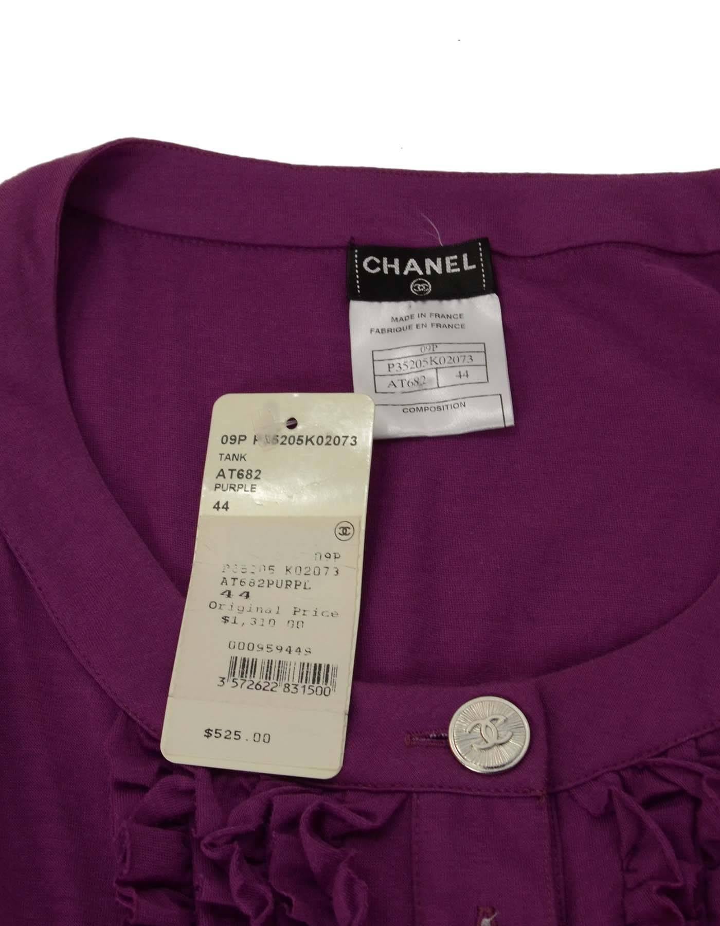 Women's Chanel Purple Cotton Sleeveless Top sz 44