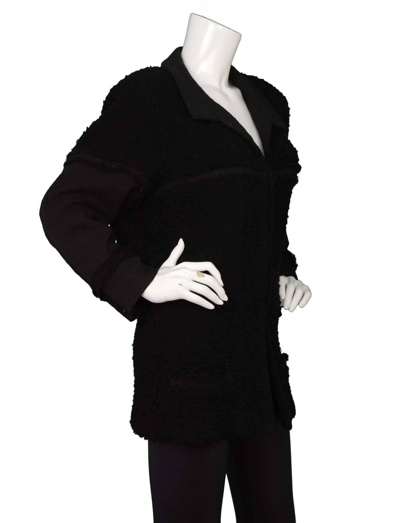Women's Chanel Black Heavy Boucle Overcoat sz FR50