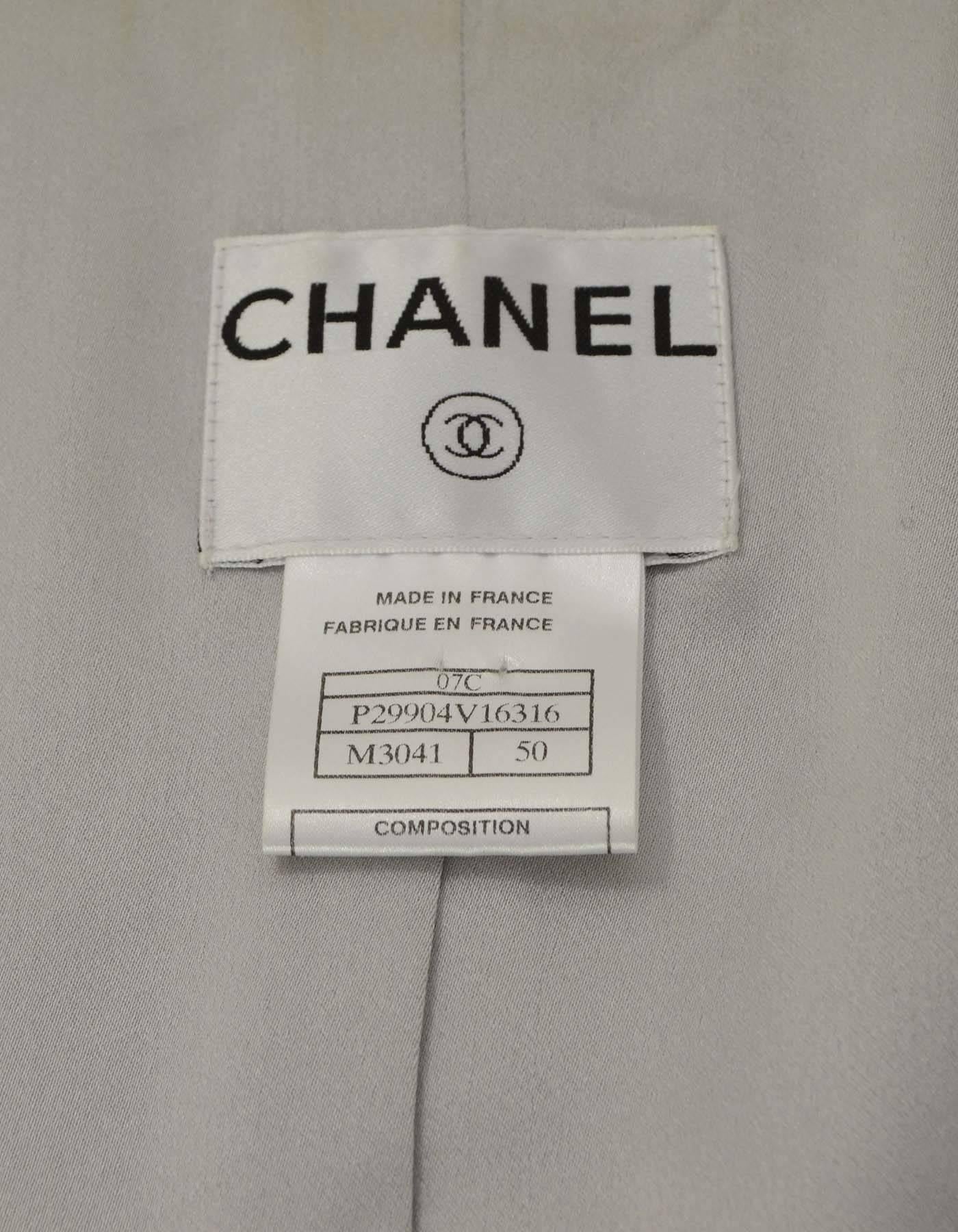 Chanel Pastel Blue Tweed Open Front Jacket sz 50 In Excellent Condition In New York, NY