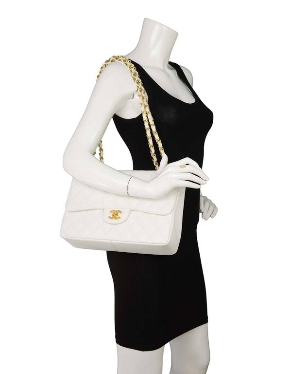 Chanel White Caviar Leather Jumbo Classic Single Flap Bag GHW For Sale at  1stDibs