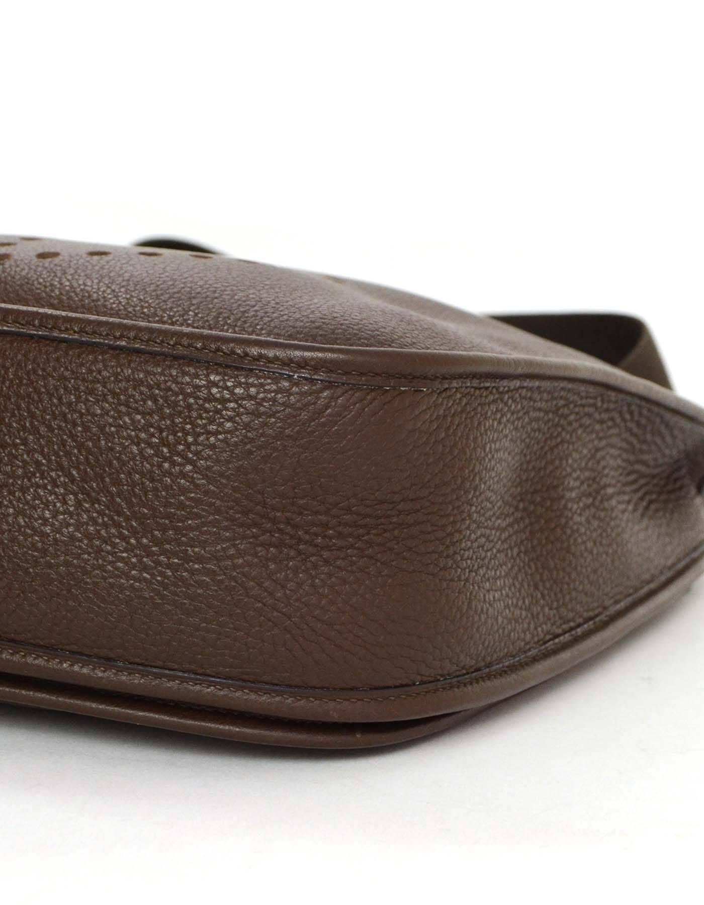 Women's or Men's Hermes Cafe Brown Clemence Evelyne II Crossbody Bag GHW