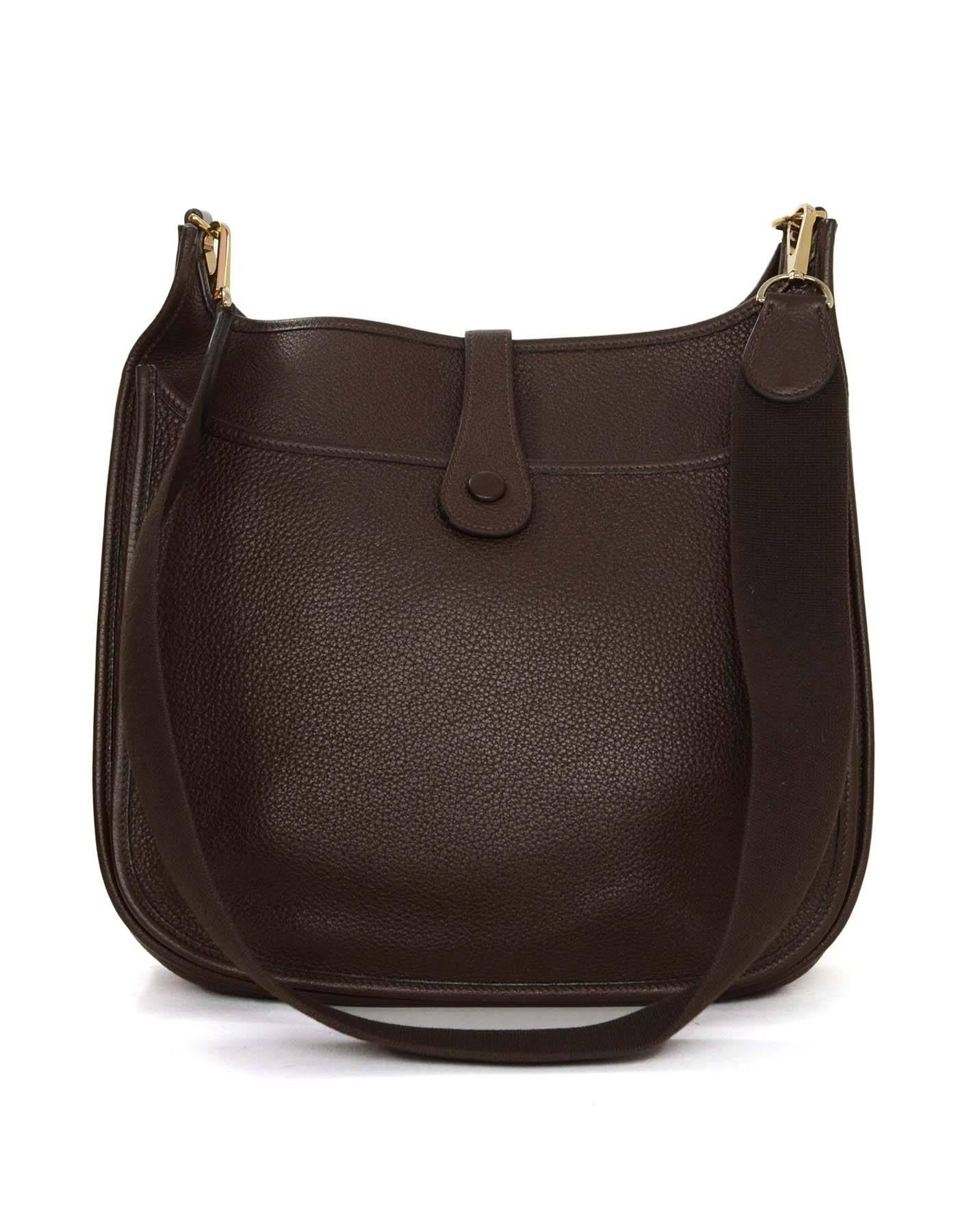 Black Hermes Cafe Brown Clemence Evelyne II Crossbody Bag GHW