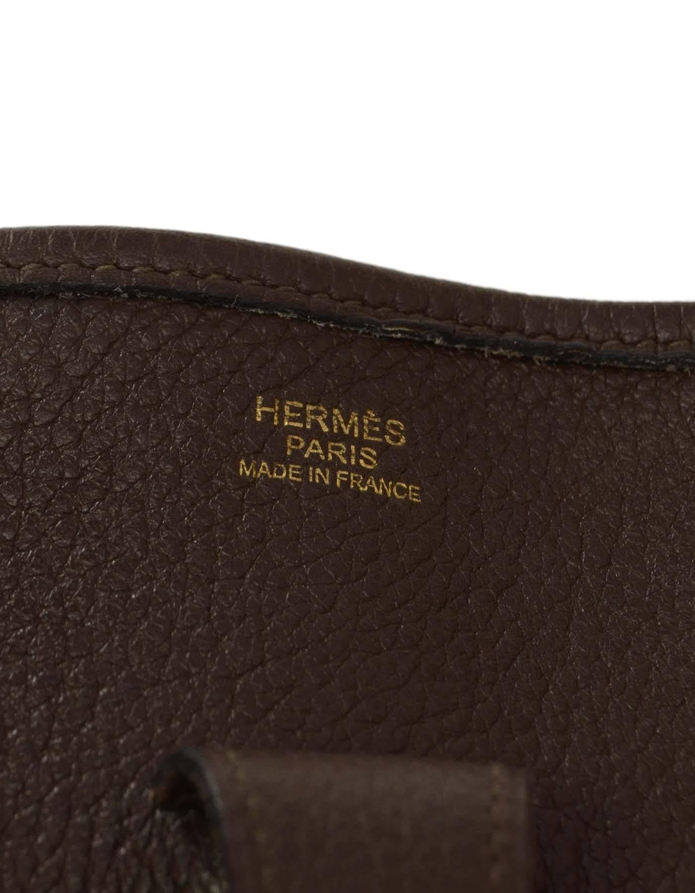 Hermes Cafe Brown Clemence Evelyne II Crossbody Bag GHW 1