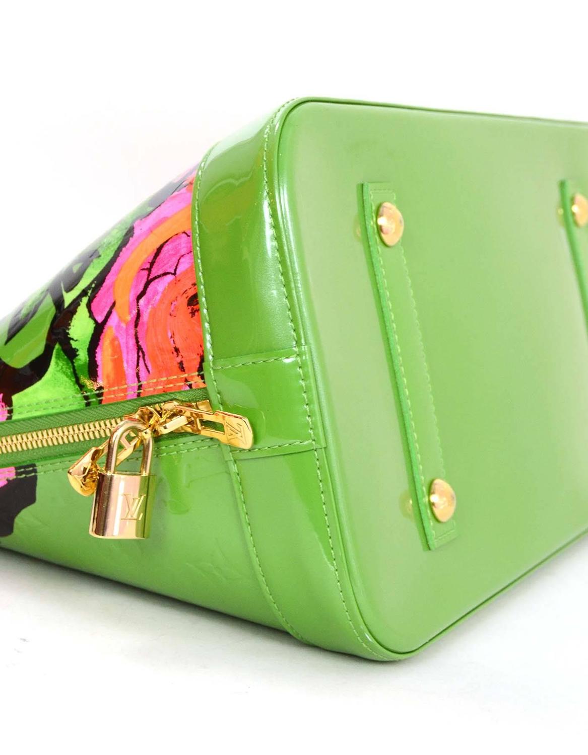 Louis Vuitton Green Monogram Vernis Rare Stephen Sprouse Roses Alma GM For Sale at 1stdibs