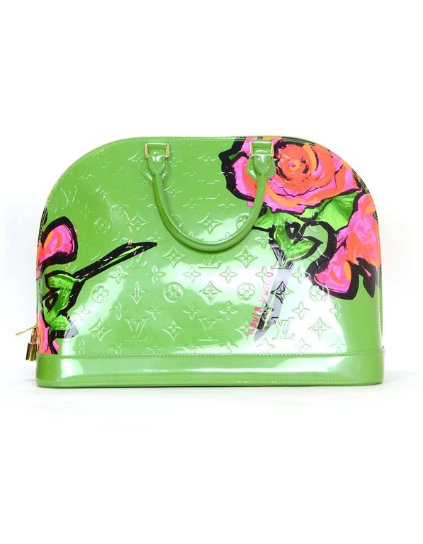 Louis Vuitton Green Monogram Vernis Rare Stephen Sprouse Roses Alma GM For Sale at 1stdibs