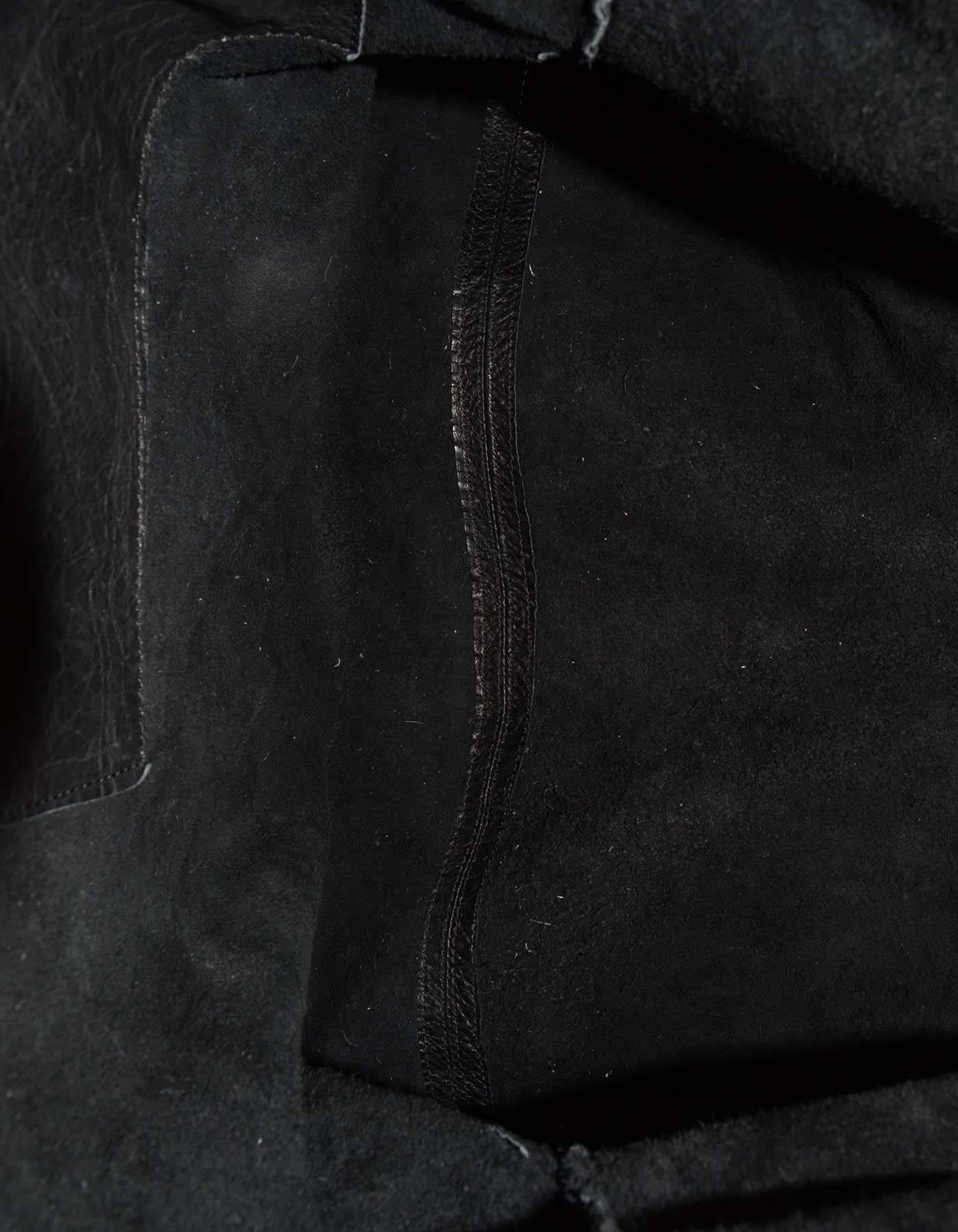Rick Owens Black Distressed Leather Tote Bag GHW 2
