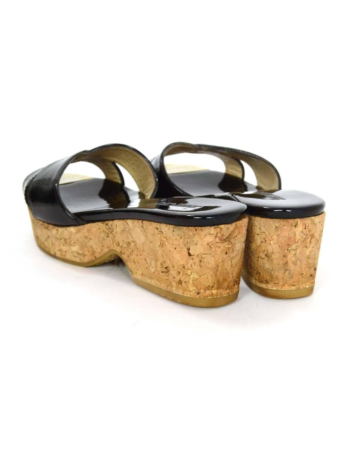 Jimmy Choo Black Patent & Cork Platform Mules 2