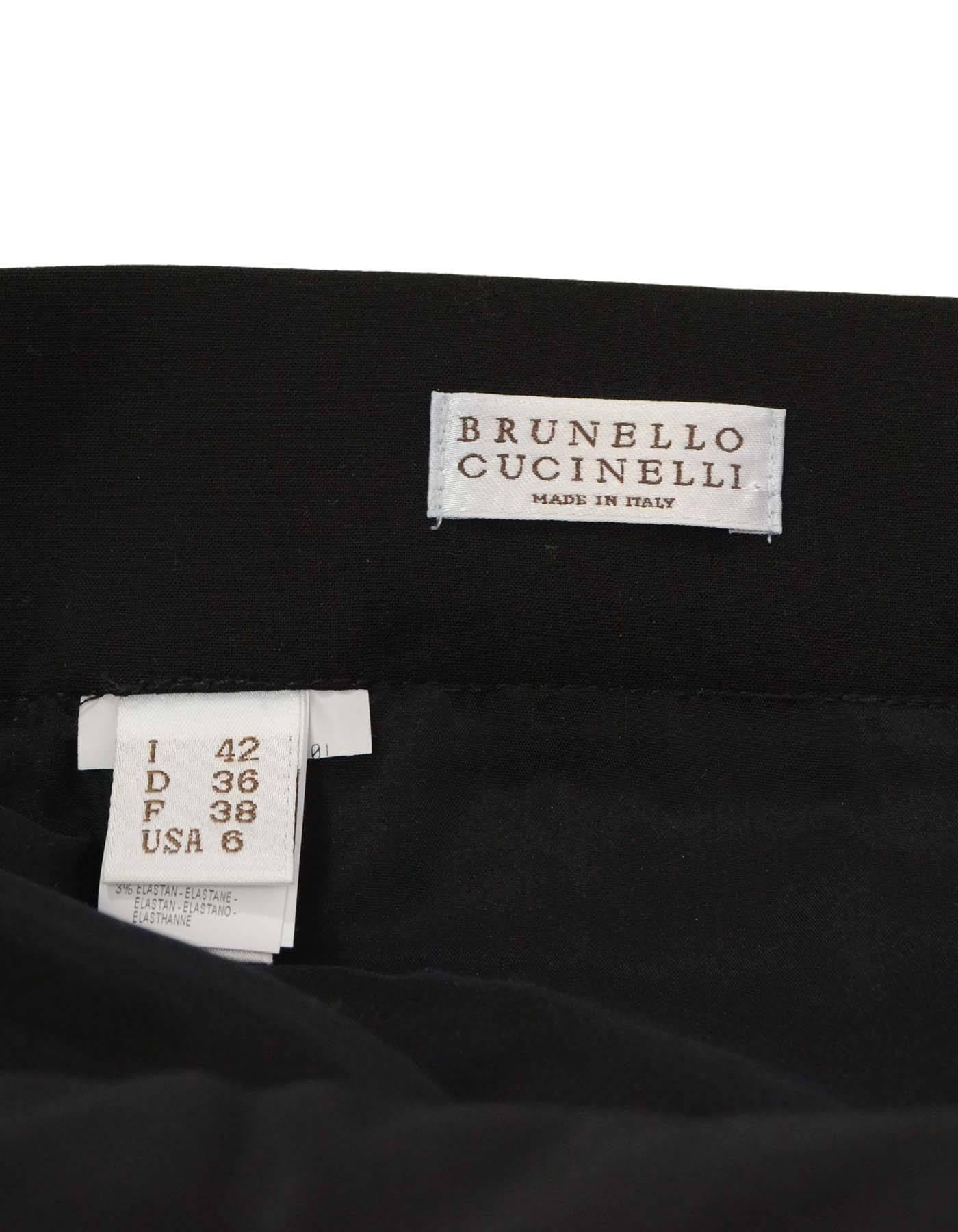 Women's Brunello Cucinelli Black Long Pleated Wrap Skirt sz 6