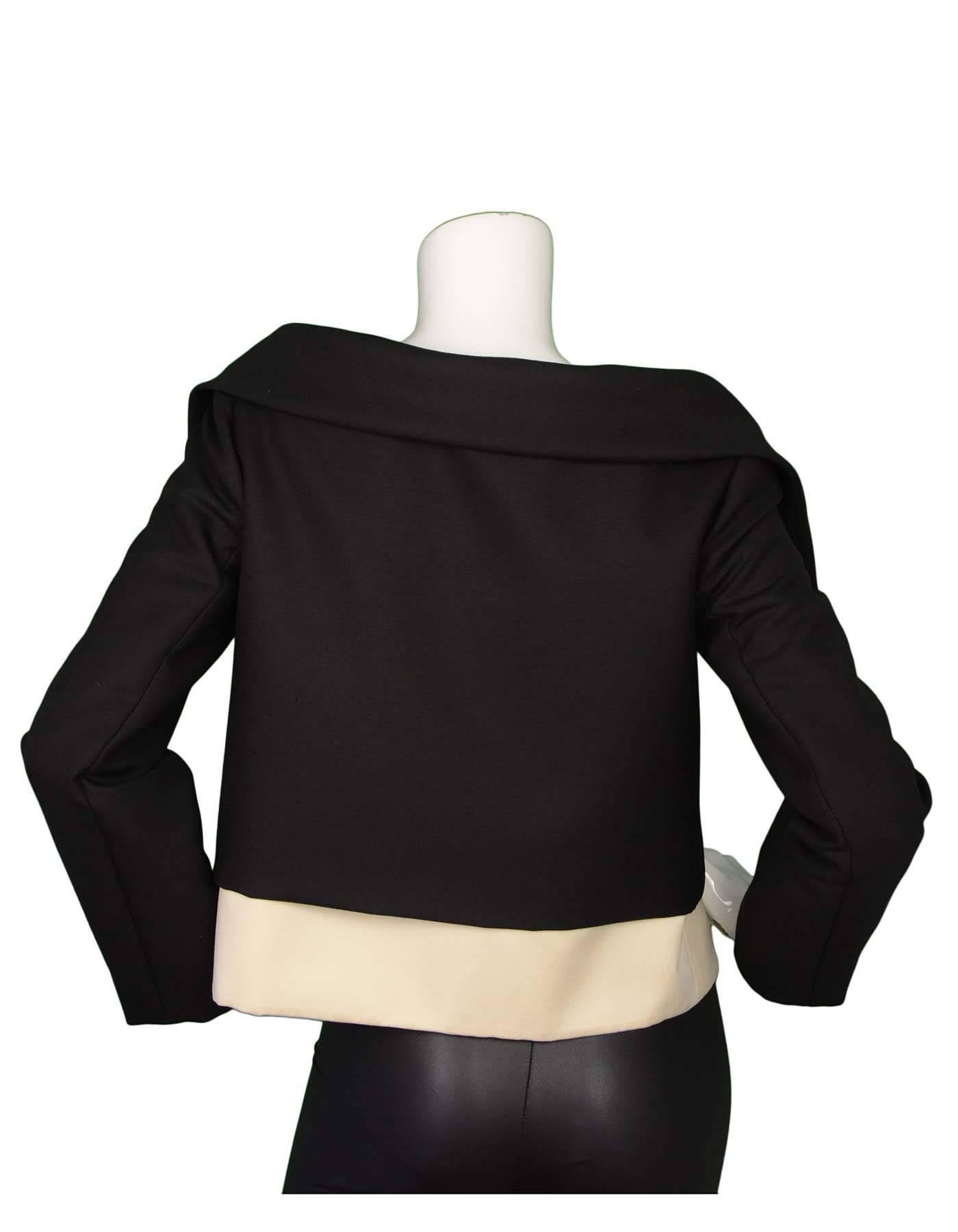 Women's Giambattista Valli Fall '07 Runway Black & Ivory Silk Cropped Jacket sz IT42