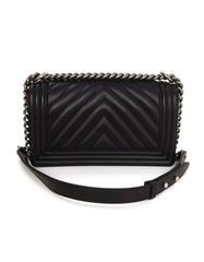 Chanel '16 Black Chevron Lambskin Old Medium Boy Bag SHW