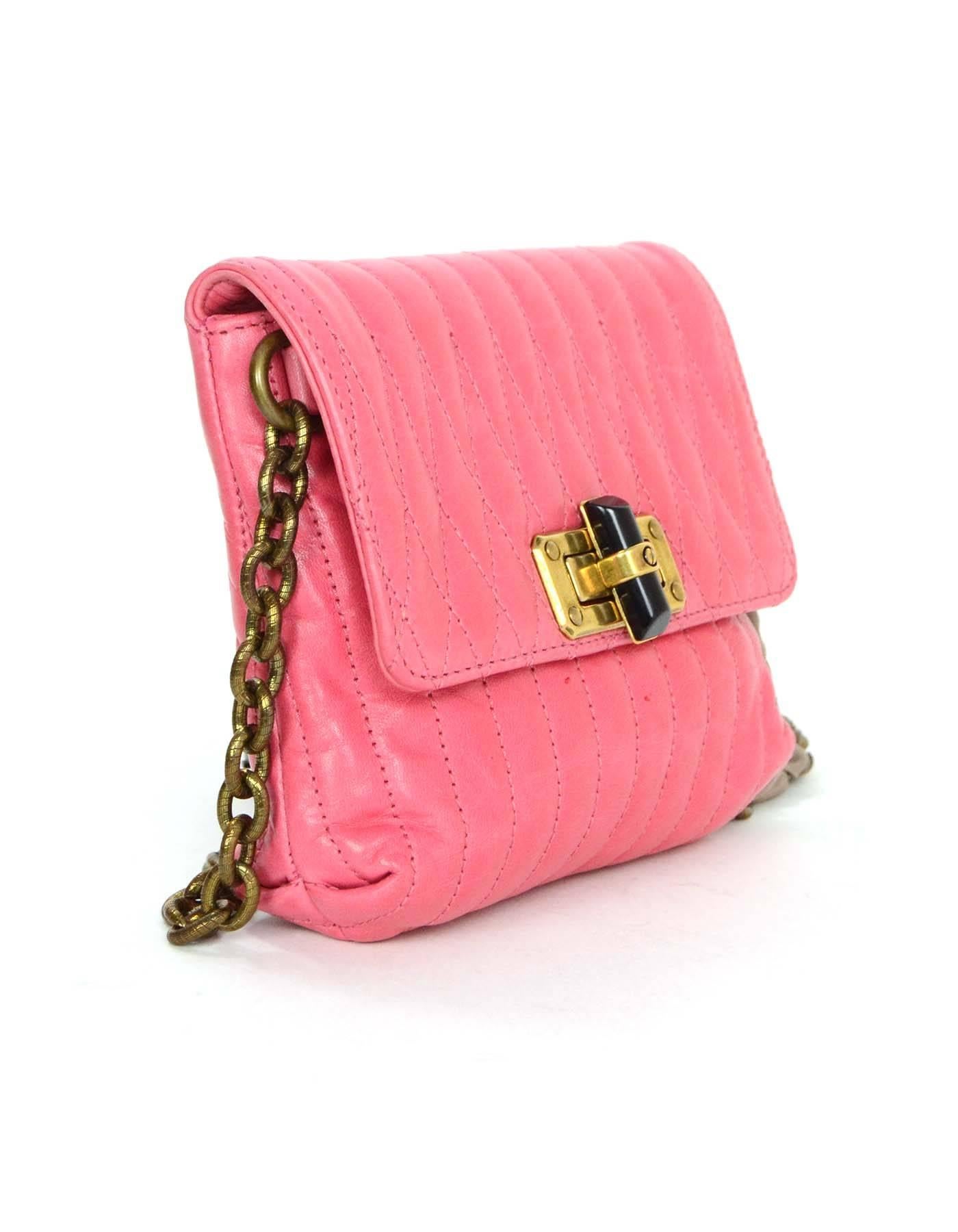 Lanvin Pink Leather Happy Crossbody Bag BHW In Excellent Condition In New York, NY