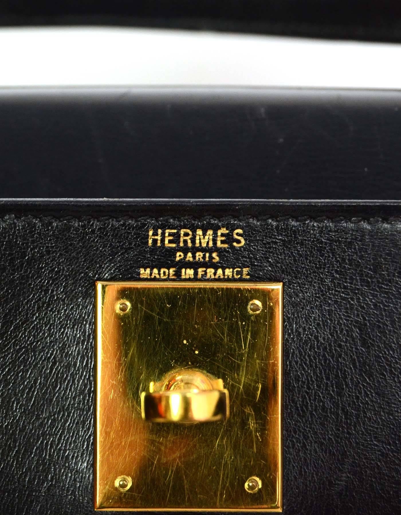 Hermes 1981 Black Box Rigid Sellier 28cm Kelly Bag GHW 2