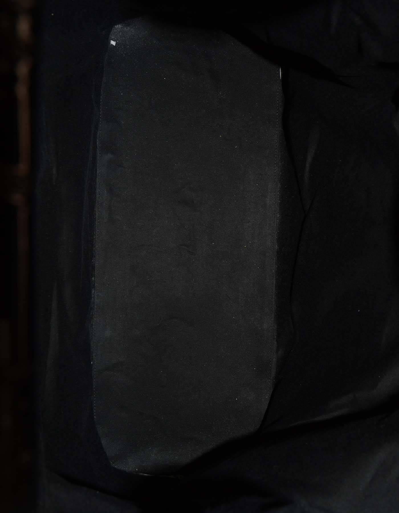 Jil Sander Black Embossed Patent Large Frame Tote Bag SHW 1