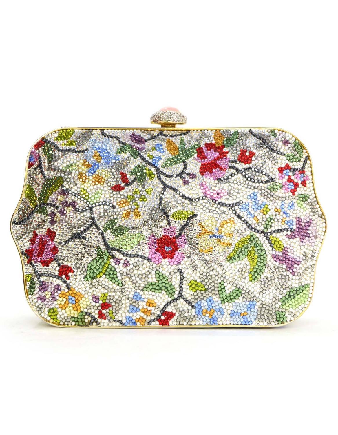 Judith Leiber Multi-Colored Floral Crystal Embellished Minaudiere GHW ...