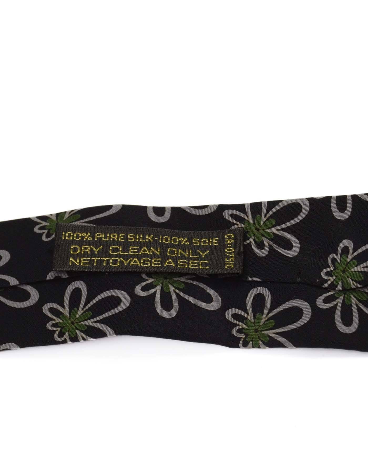 Black Giorgio Armani Navy Silk Floral Print Tie