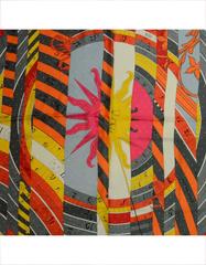 Hermes Collectors Grey Perforated Zodiac Print 140cm Silk Scarf