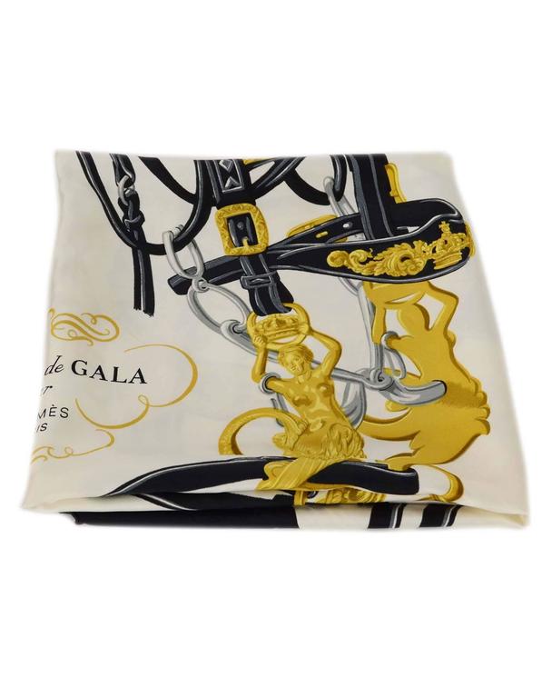 HERMES silk Carré 454 Brides et Chaines scarf Navy