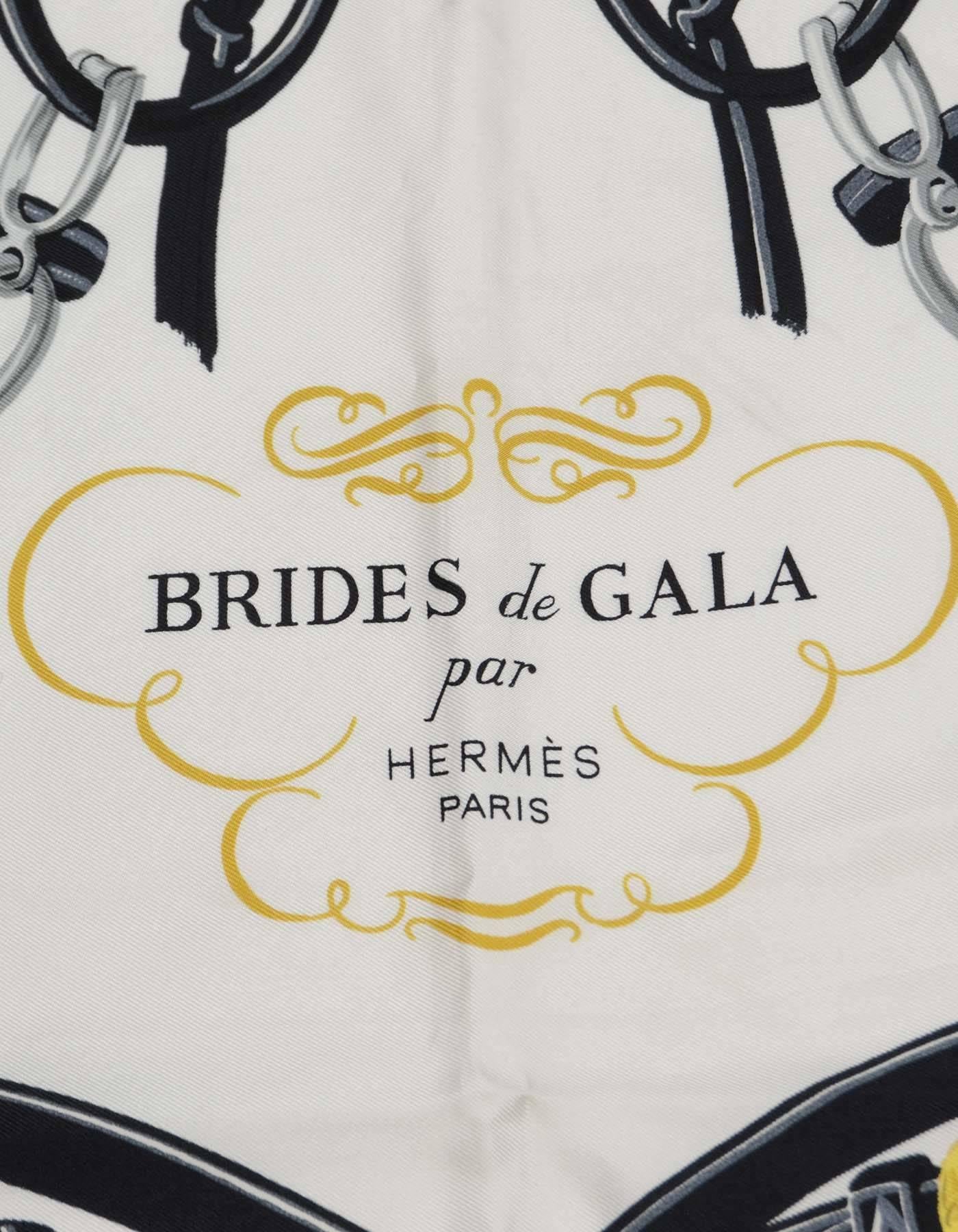Black Hermes Navy & Ivory Brides De Gala 90cm Silk Scarf