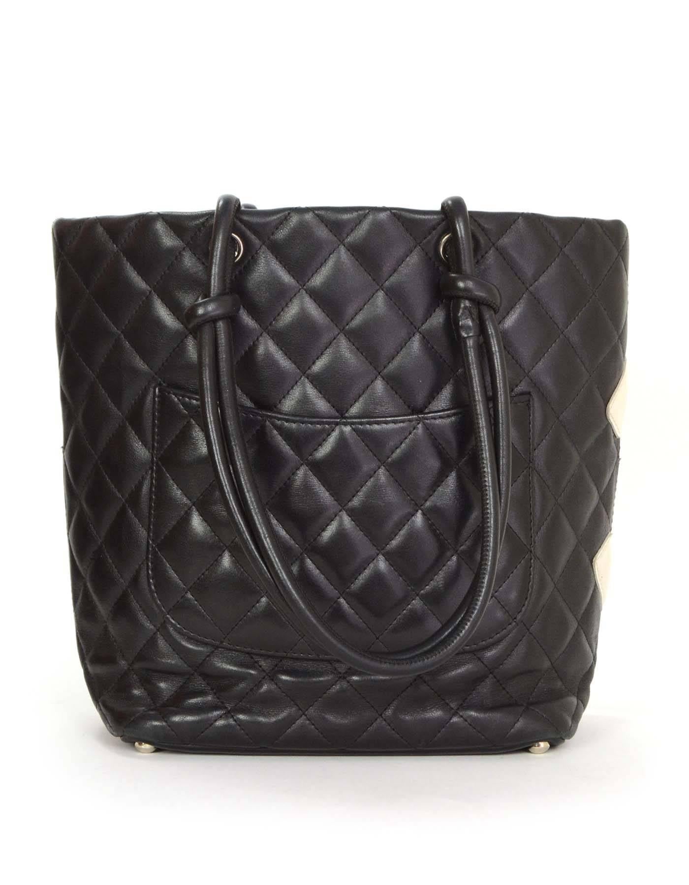 Chanel Black & White Leather Cambon Tote Bag SHW In Good Condition In New York, NY