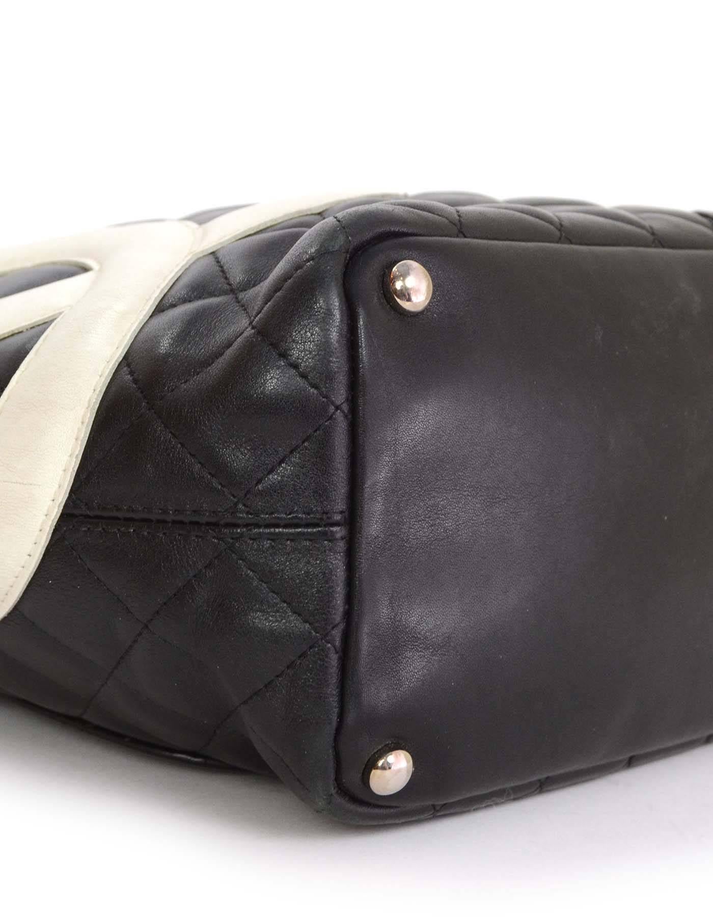 Chanel Black & White Leather Cambon Tote Bag SHW 1
