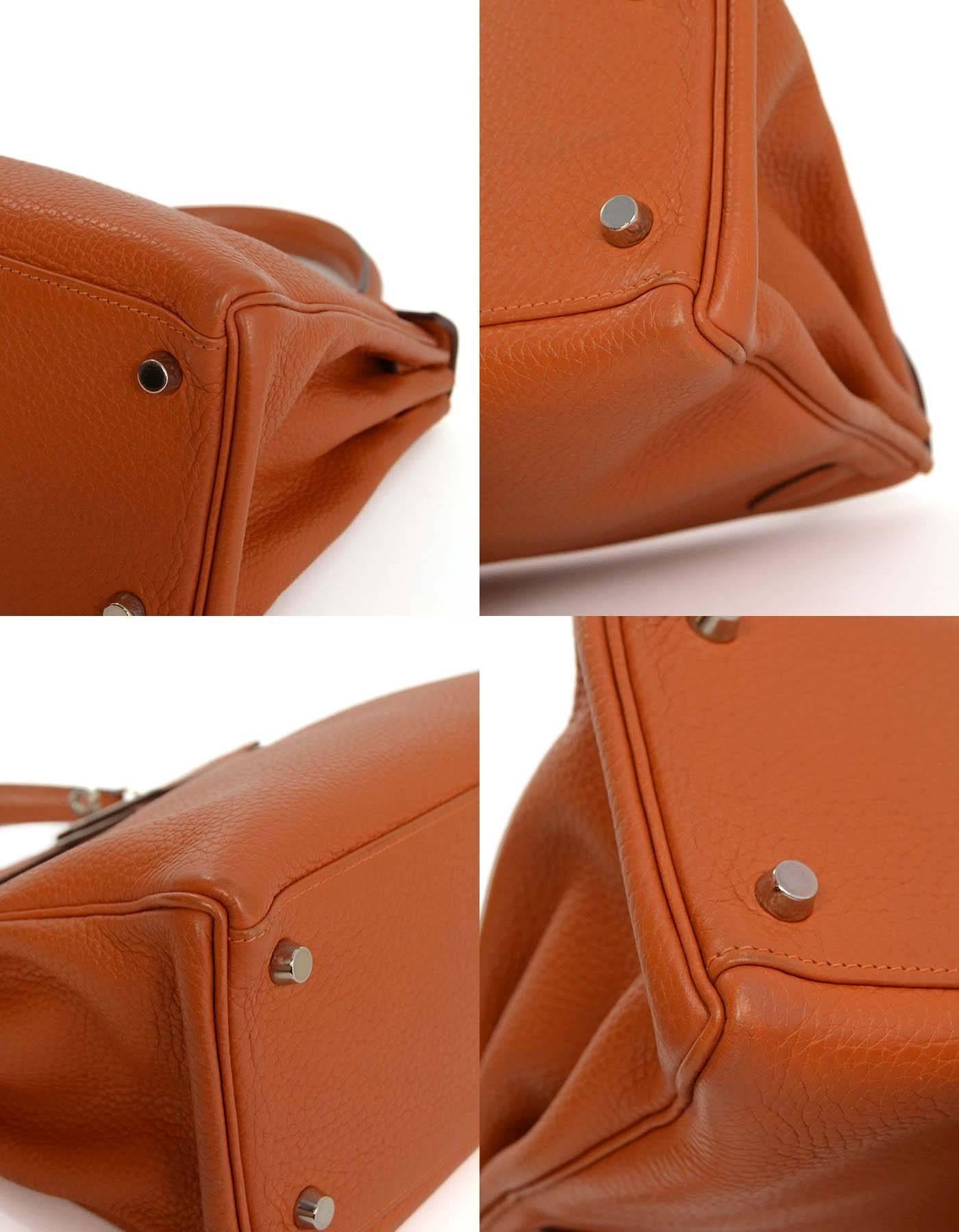 Hermes Orange Clemence 28cm Kelly Bag PHW In Excellent Condition In New York, NY