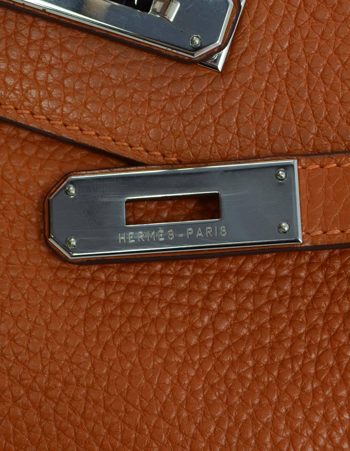 Hermes Orange Clemence 28cm Kelly Bag PHW 2