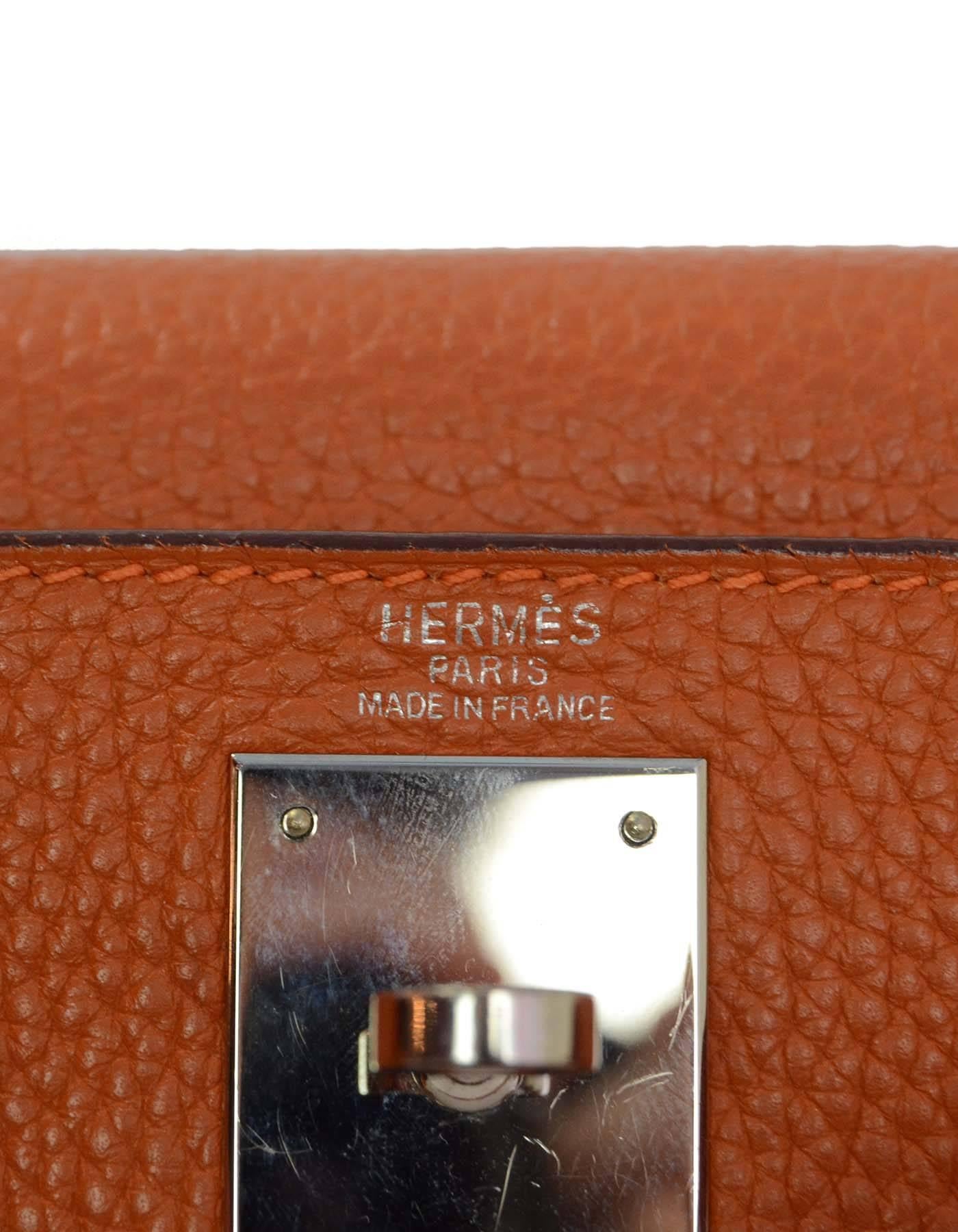 Hermes Orange Clemence 28cm Kelly Bag PHW 1