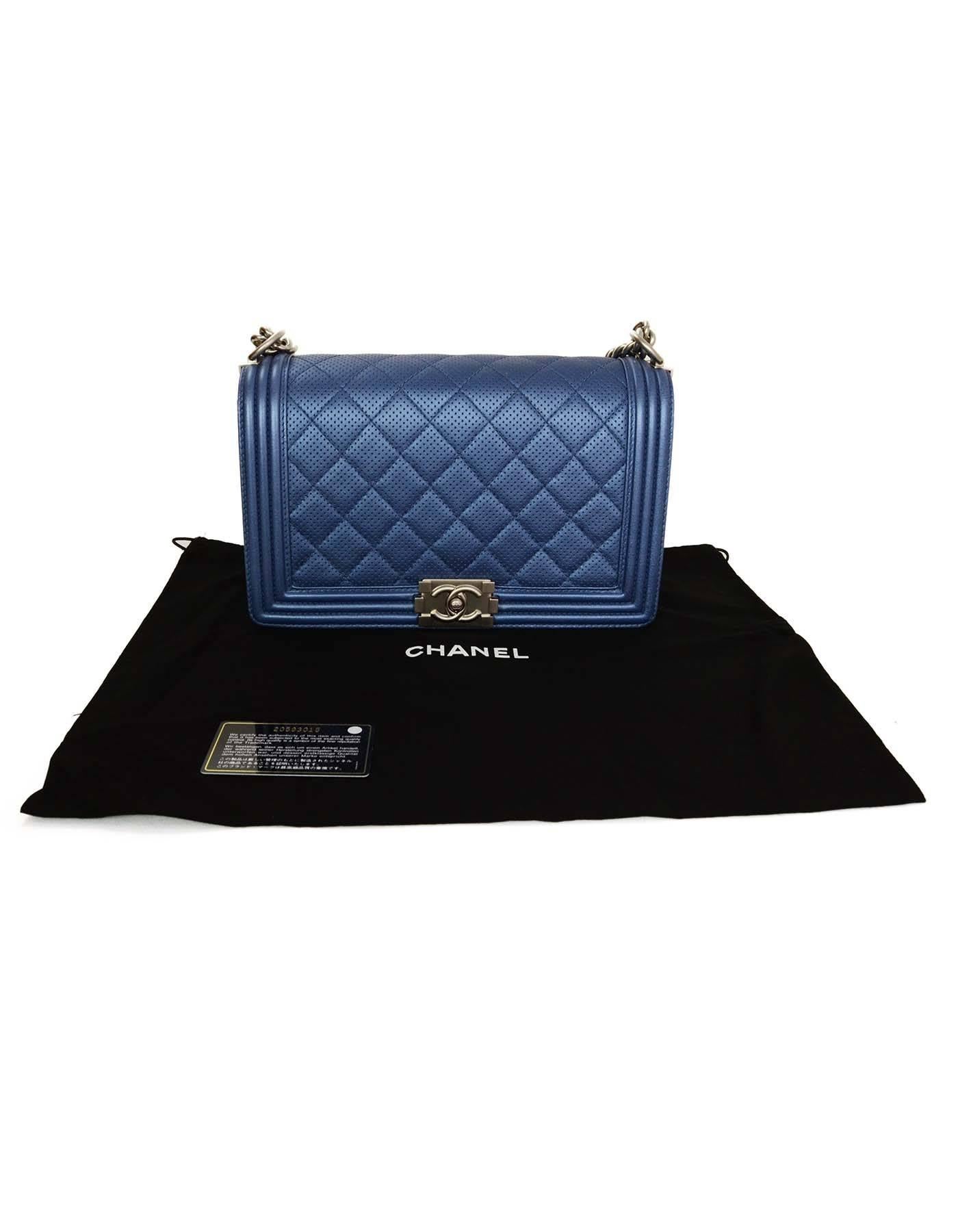 Chanel Metallic Blue Perforated Quilted New Medium Boy Bag SHW rt. $5, 200 1