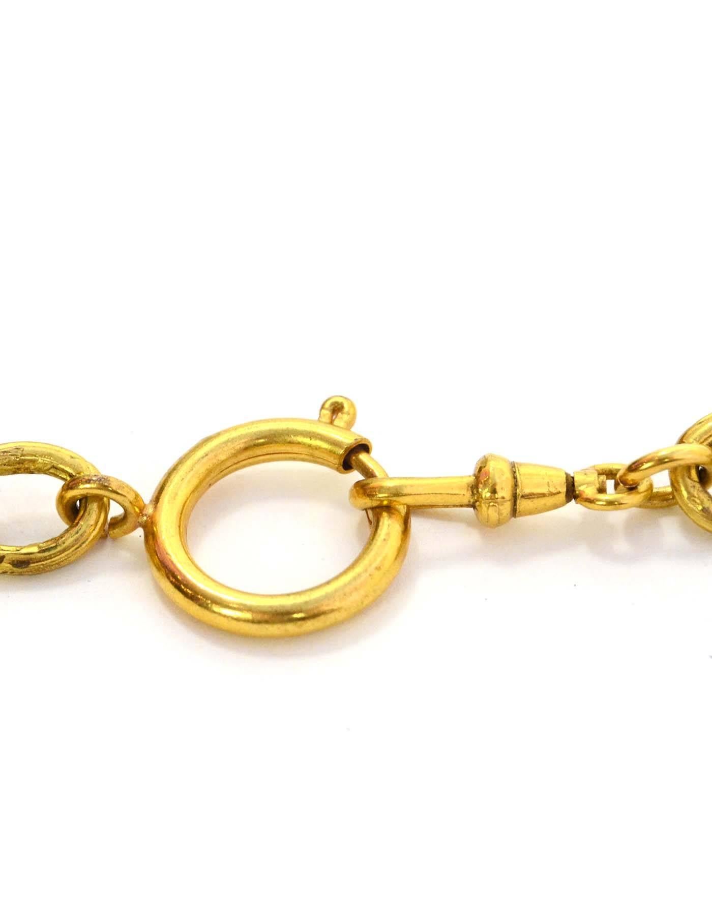 Chanel 1991 Vintage Gold-tone Necklace with Braided CC Charm In Excellent Condition In New York, NY