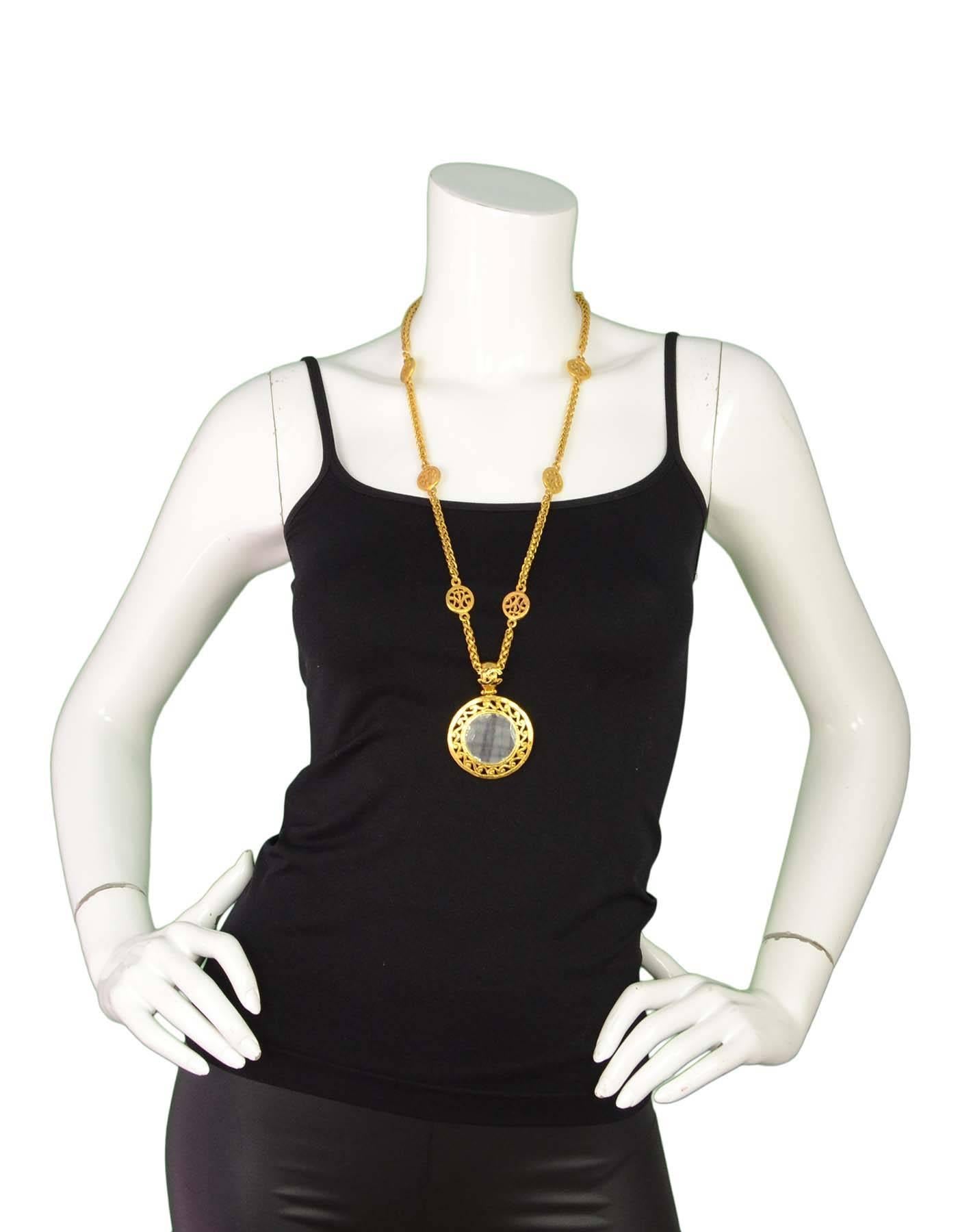 Chanel Gold-tone Mirror Necklace In Excellent Condition In New York, NY