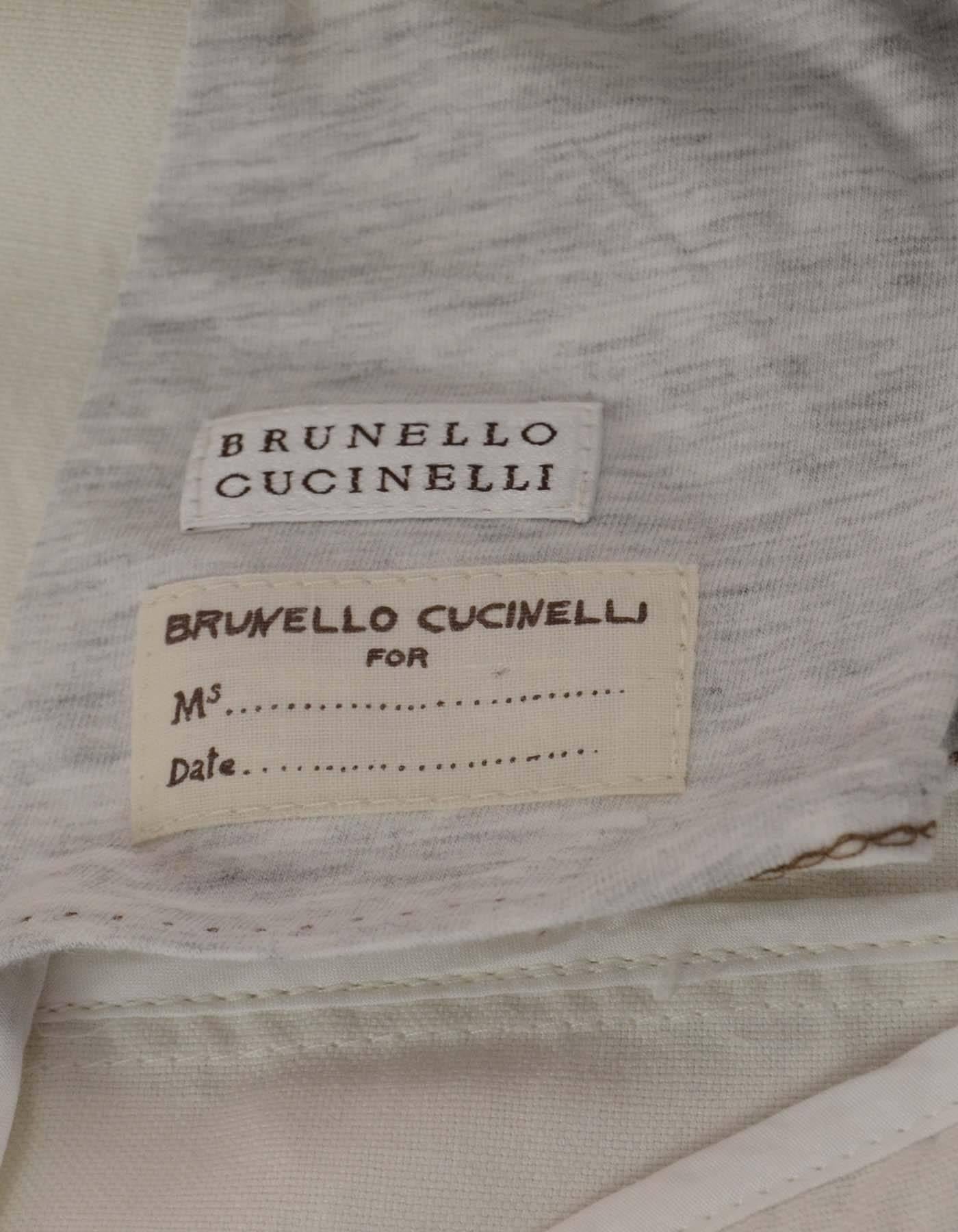 Beige Brunello Cuccinelli White Cotton Jacket sz 44