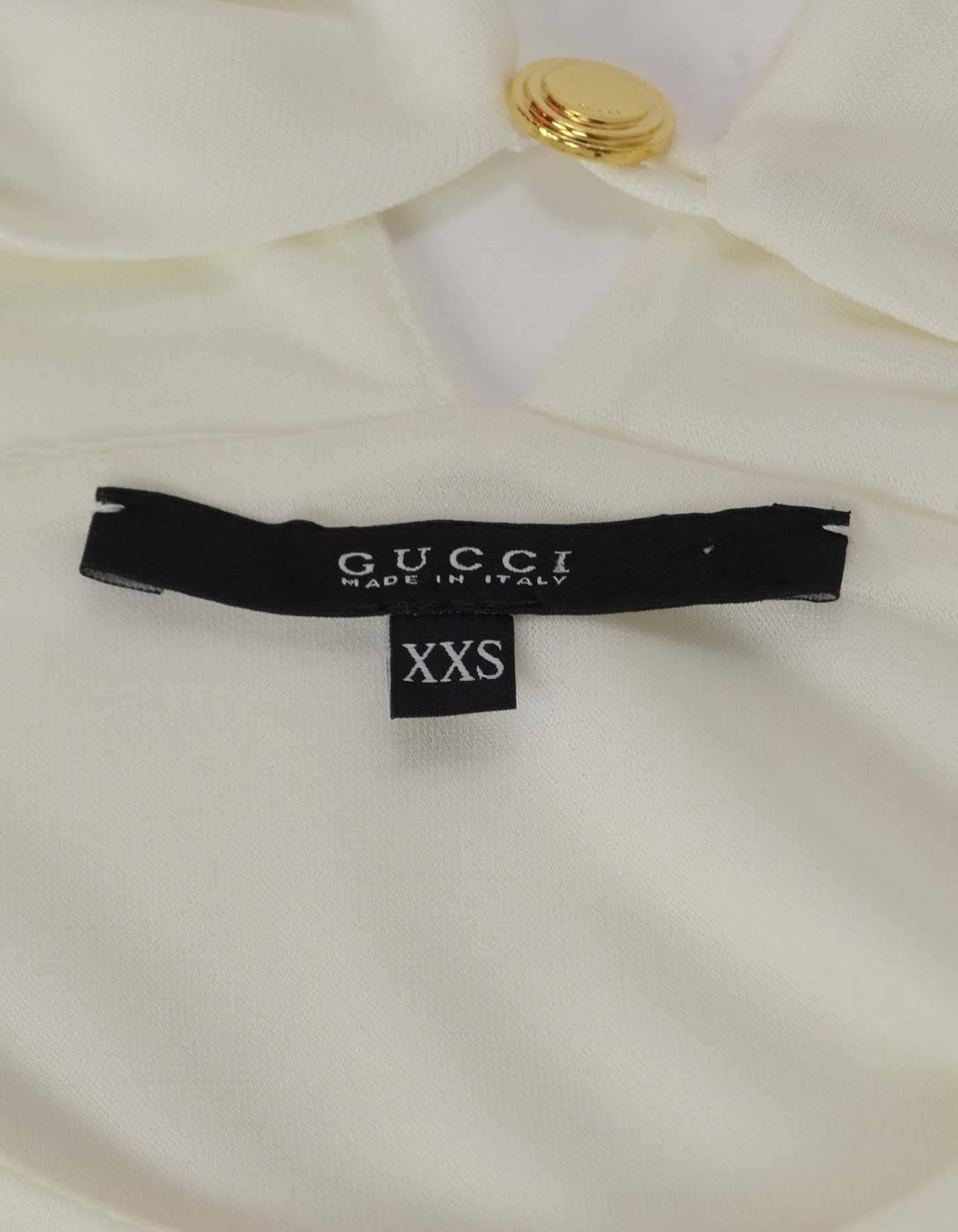 Gucci Off-White Short Sleeve Sheath Dress sz XXS In Excellent Condition In New York, NY