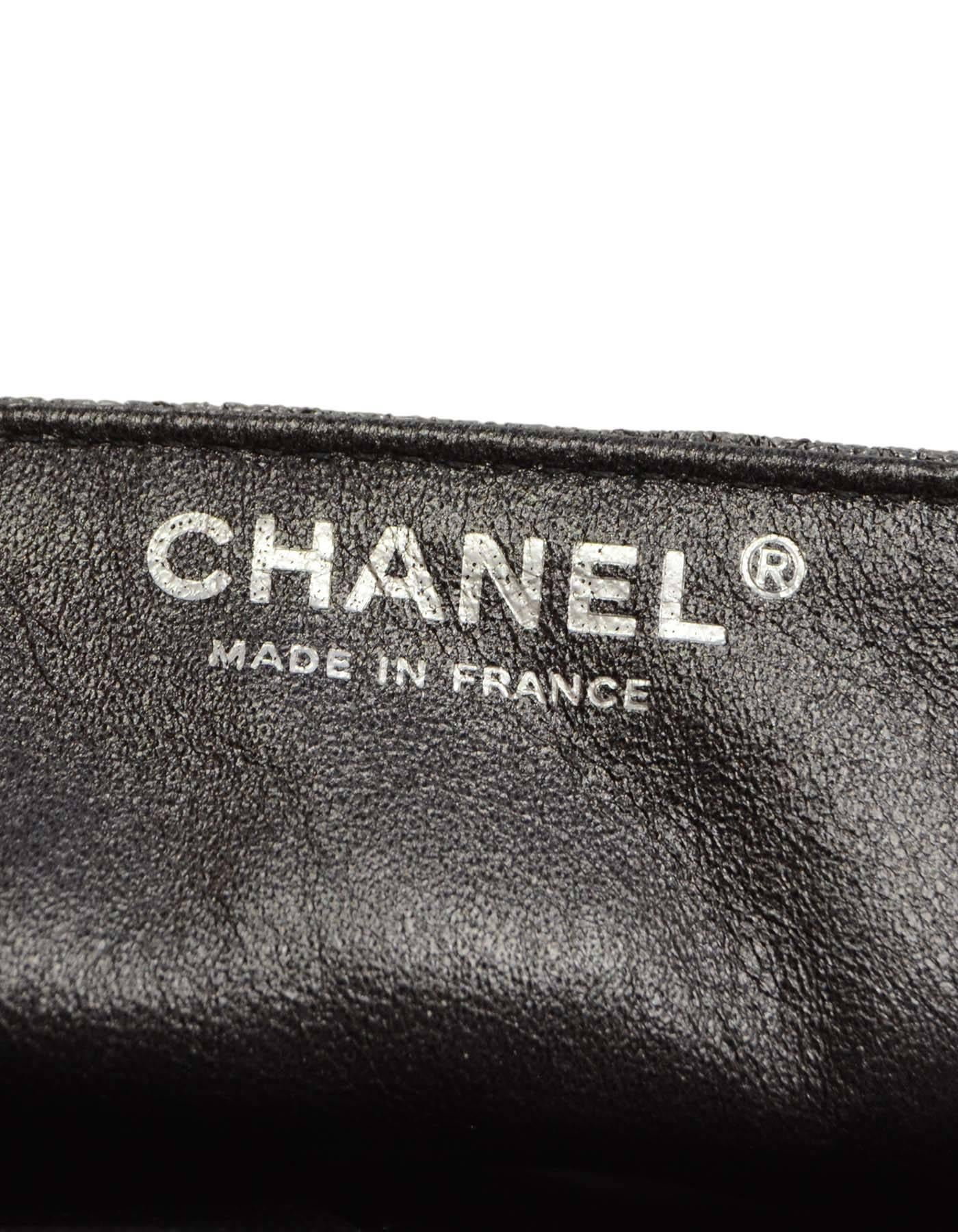 Chanel Silver Textured Quilted East/West Flap Bag 2