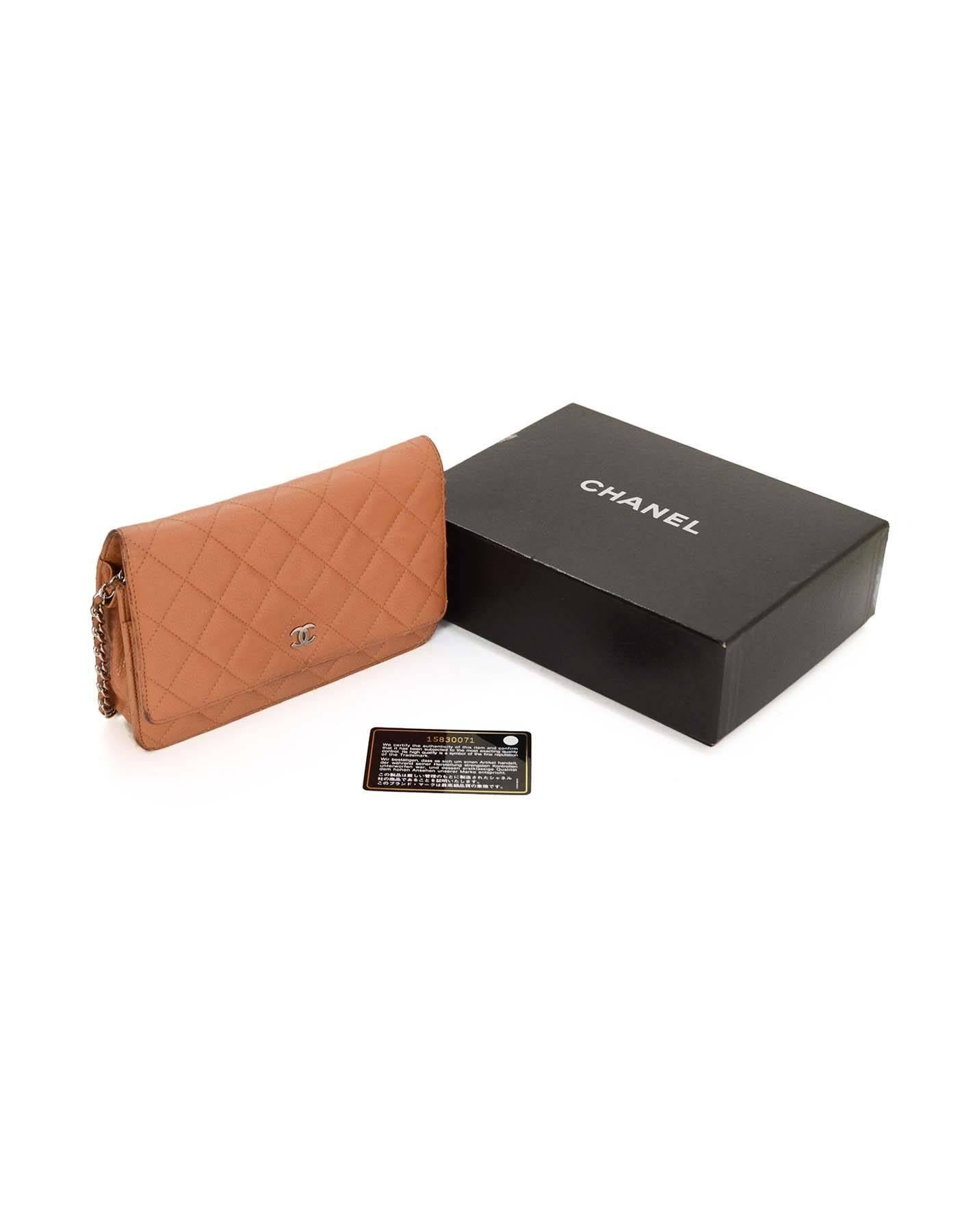Chanel Tan Caviar Wallet on Chain WOC with SHW 3