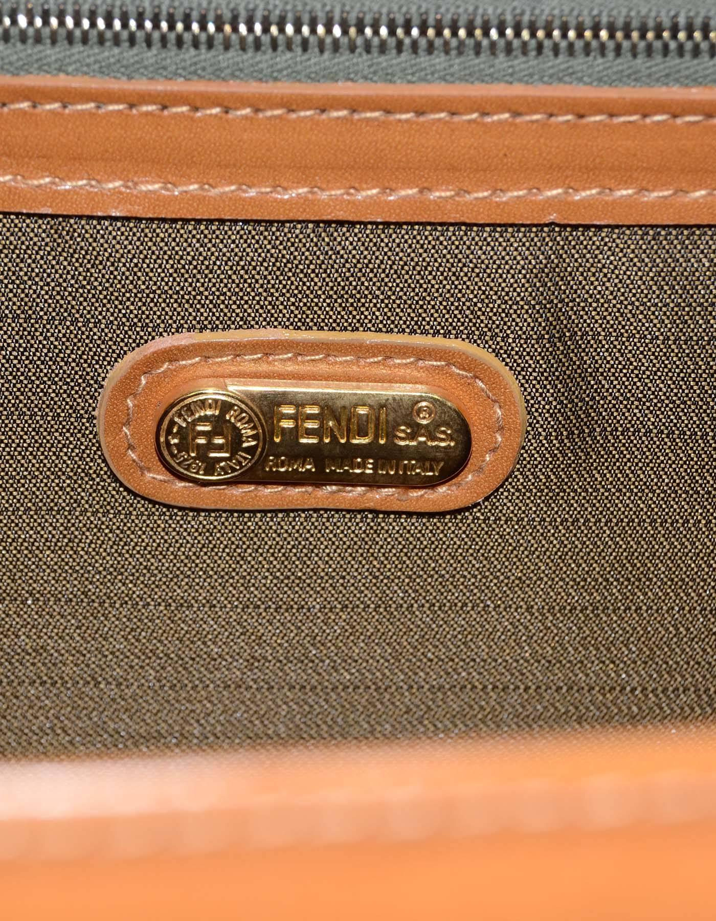 Fendi Vintage Tan Leather Kelly Style Handle Bag w/ Strap GHW In Excellent Condition In New York, NY