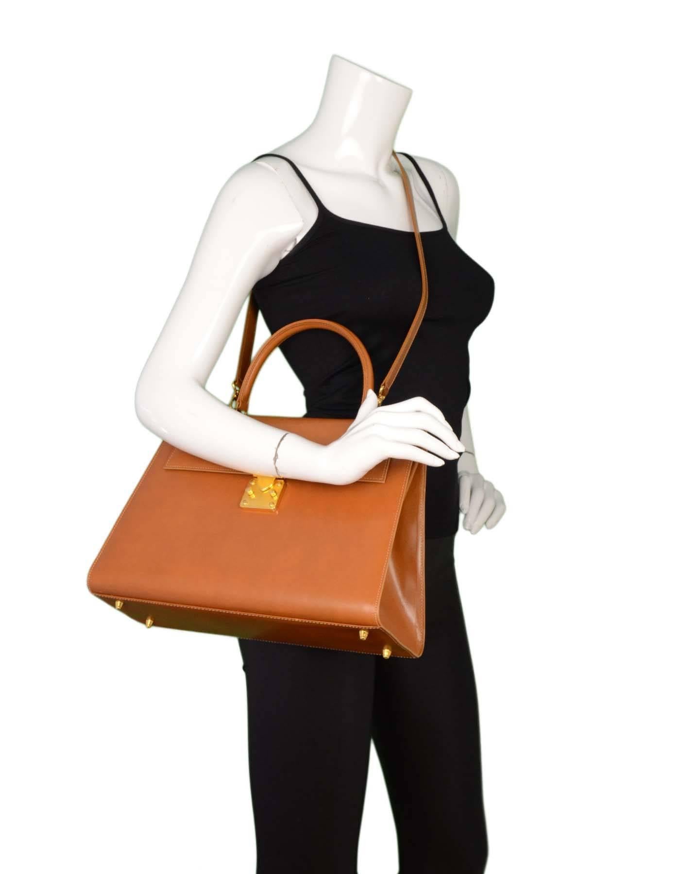 Fendi Vintage Tan Leather Kelly Style Handle Bag w/ Strap GHW 1