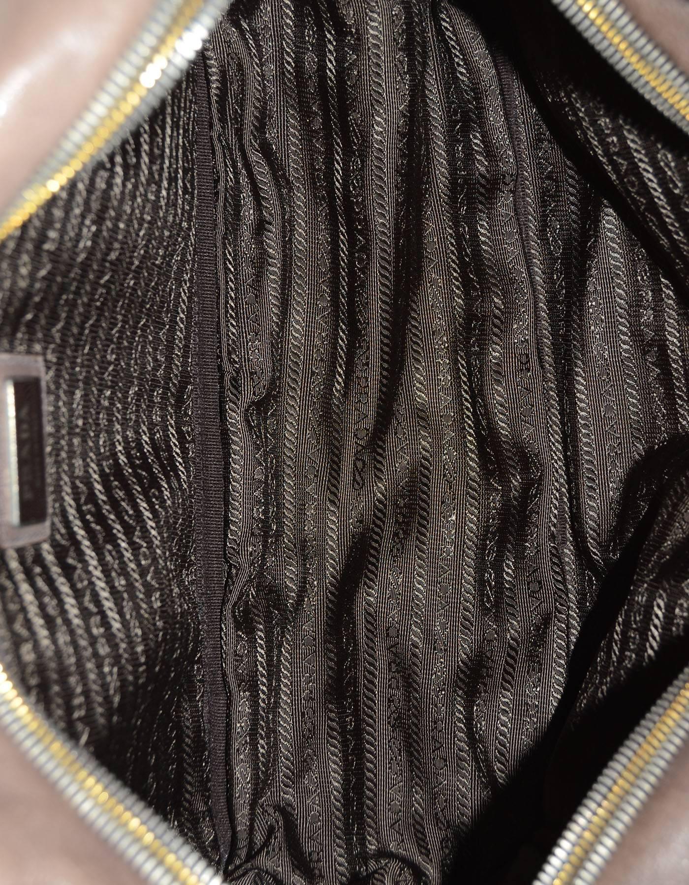 Prada Taupe Ombre Leather Zipper Detail Bag w/ Optional Crossbody Strap 2