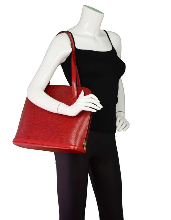 Louis Vuitton Red Epi Leather Vintage Lussac Tote Bag For Sale at