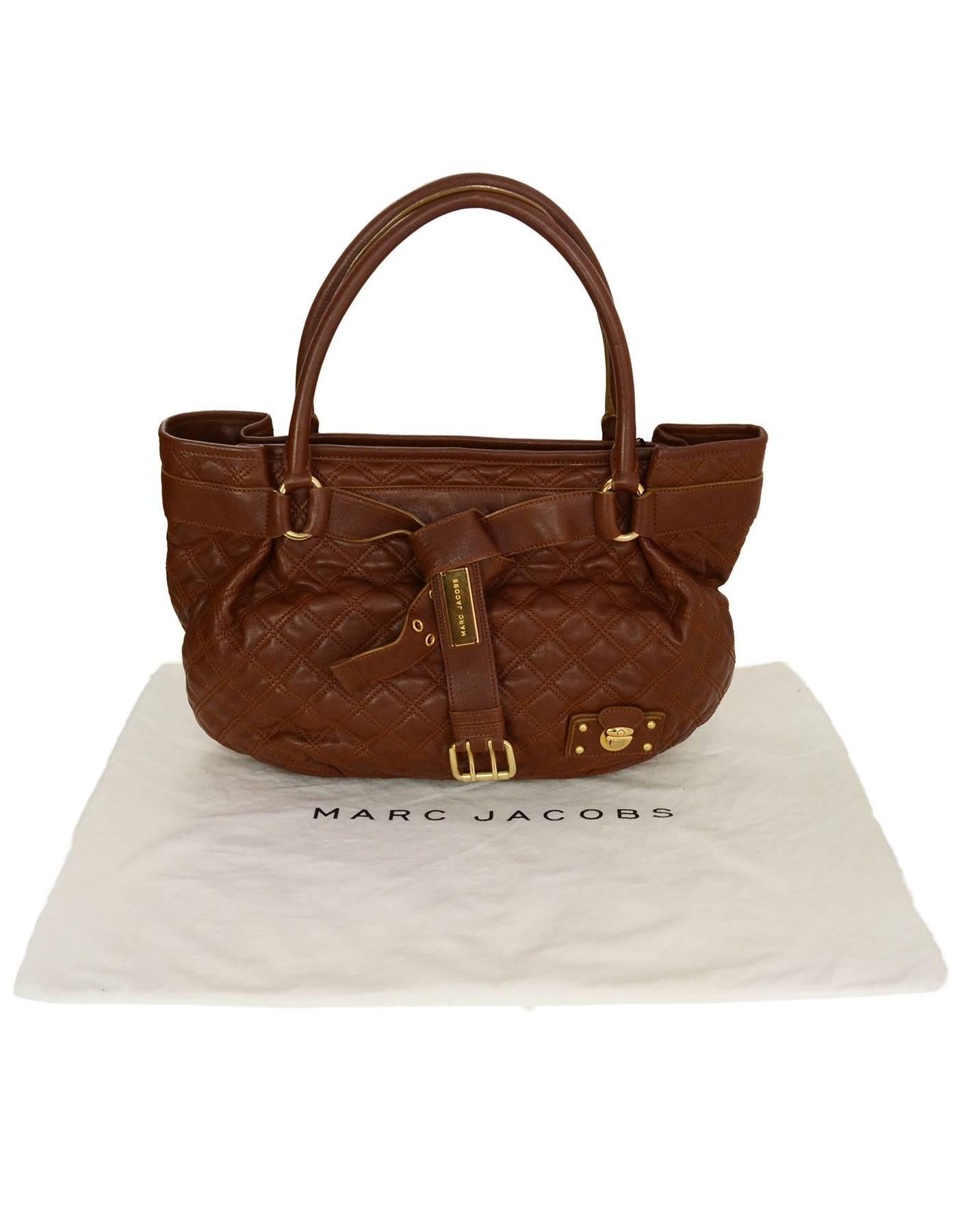 Marc Jacobs Brown Quilted Leather Tote Bag GHW 5