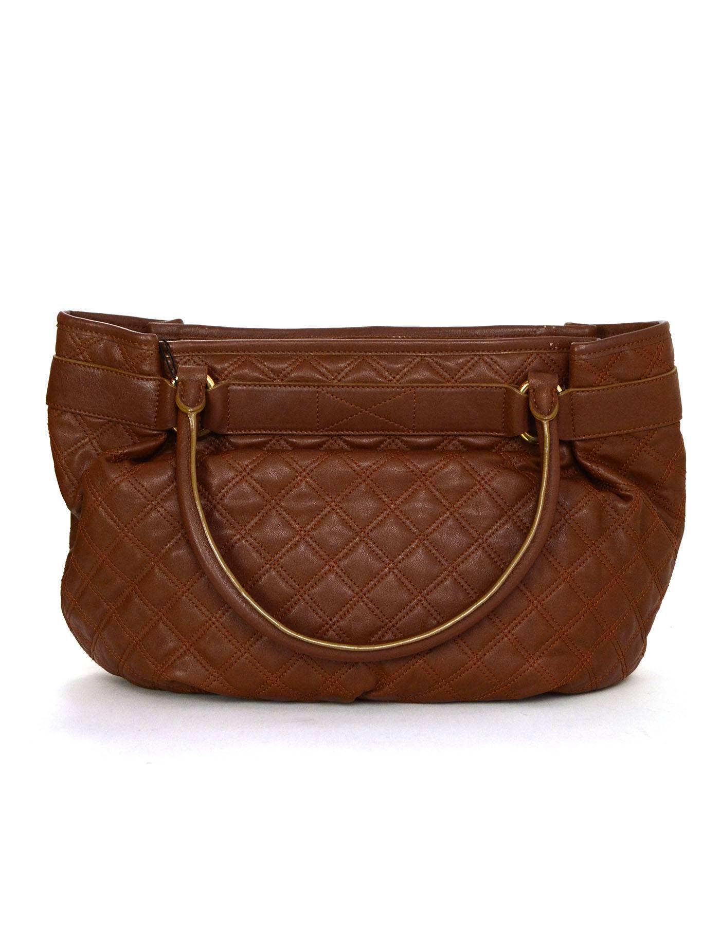 Marc Jacobs Brown Quilted Leather Tote Bag GHW In Excellent Condition In New York, NY