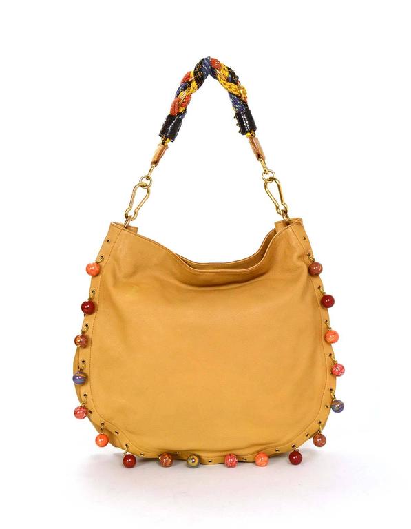 Marc Jacobs Multi-Colored Beaded Tan Daisy Hobo Bag GHW For Sale at 1stDibs