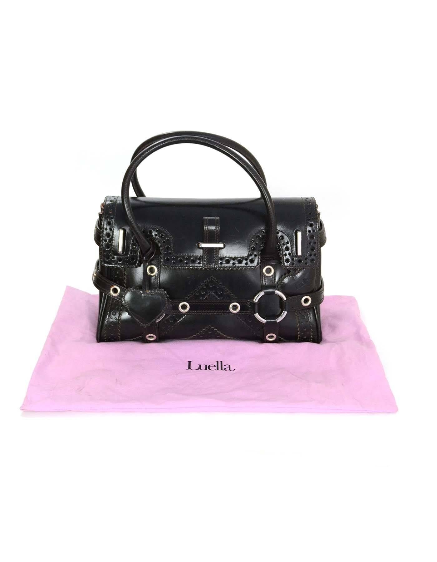 Luella Black Leather Bartley Handbag with SHW and Perforated Detail 3