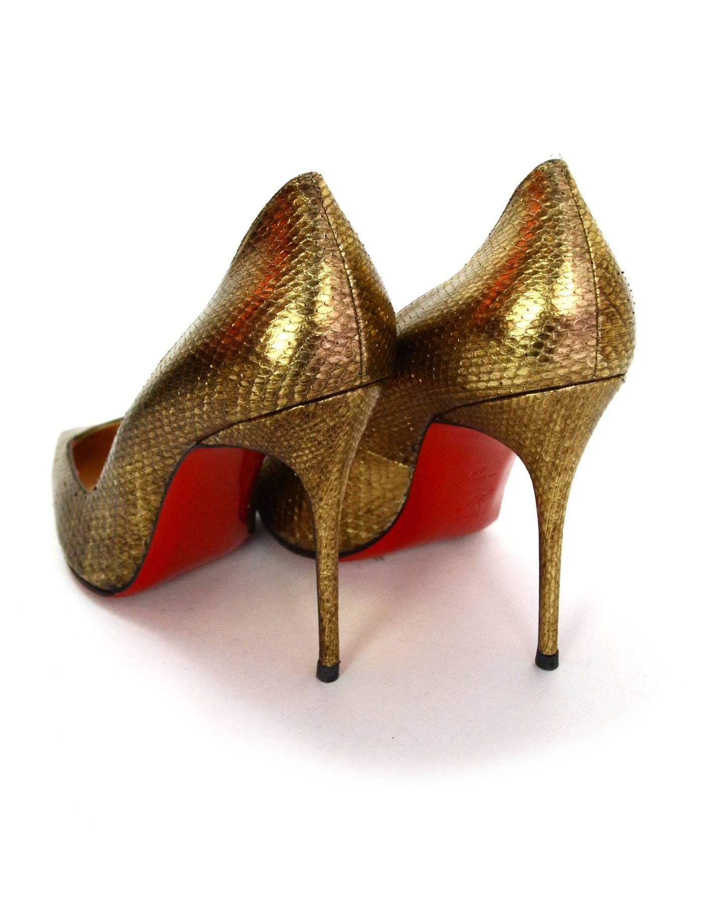 Christian Louboutin Antic Gold Python Completa 100 Pumps w/ Dustbag & Box sz 42 1