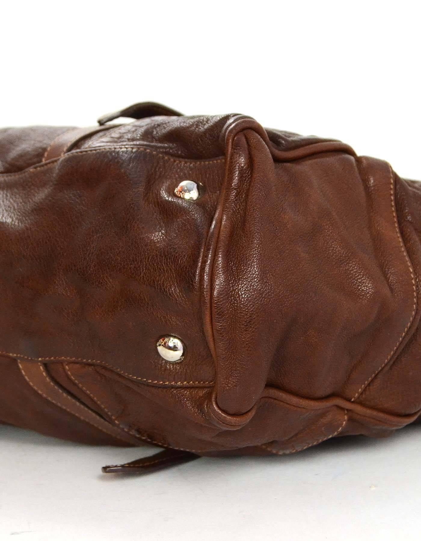 Prada Brown Leather XL Frame Shoulder Bag with SHW 1