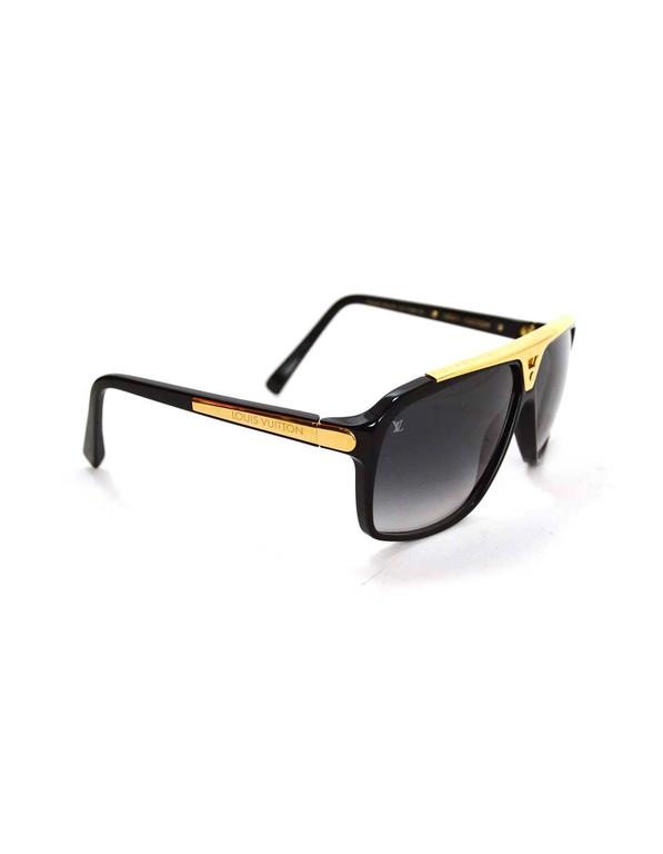 Louis Vuitton Black and Goldtone Evidence Sunglasses Rt 760 at
