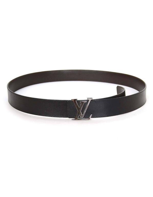 Louis Vuitton Black/Brown Reversible 40mm Initiales Belt with LV Buckle sz110 For Sale at 1stdibs